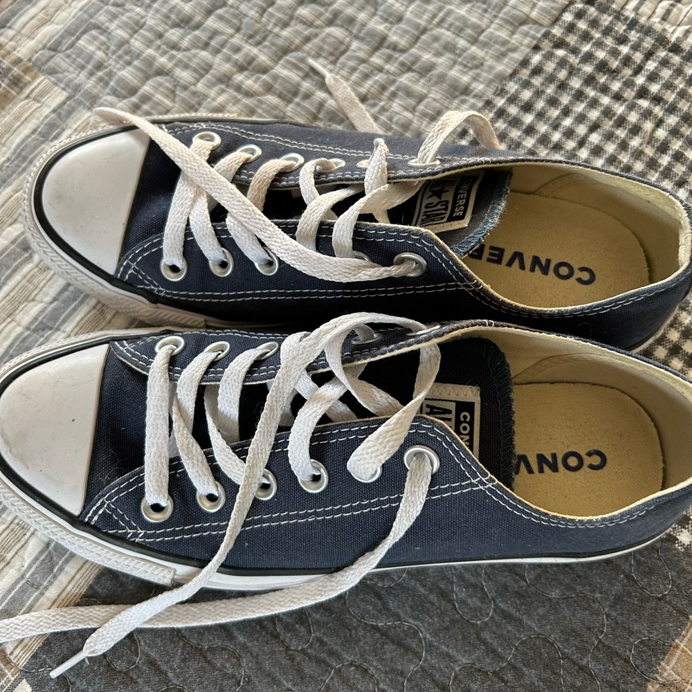 Converse Navy Blue Low-Top Sneakers     Wonderful condition…. Worn maybe twice